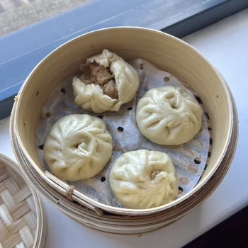 Steamed pork and cabbage buns (Baozi)